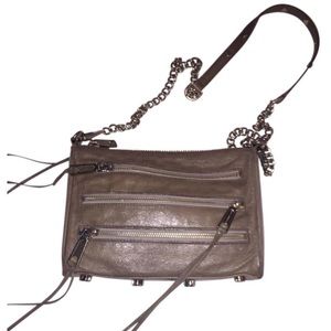 Rebecca Minkoff mini 5 zip gray leather crossbody